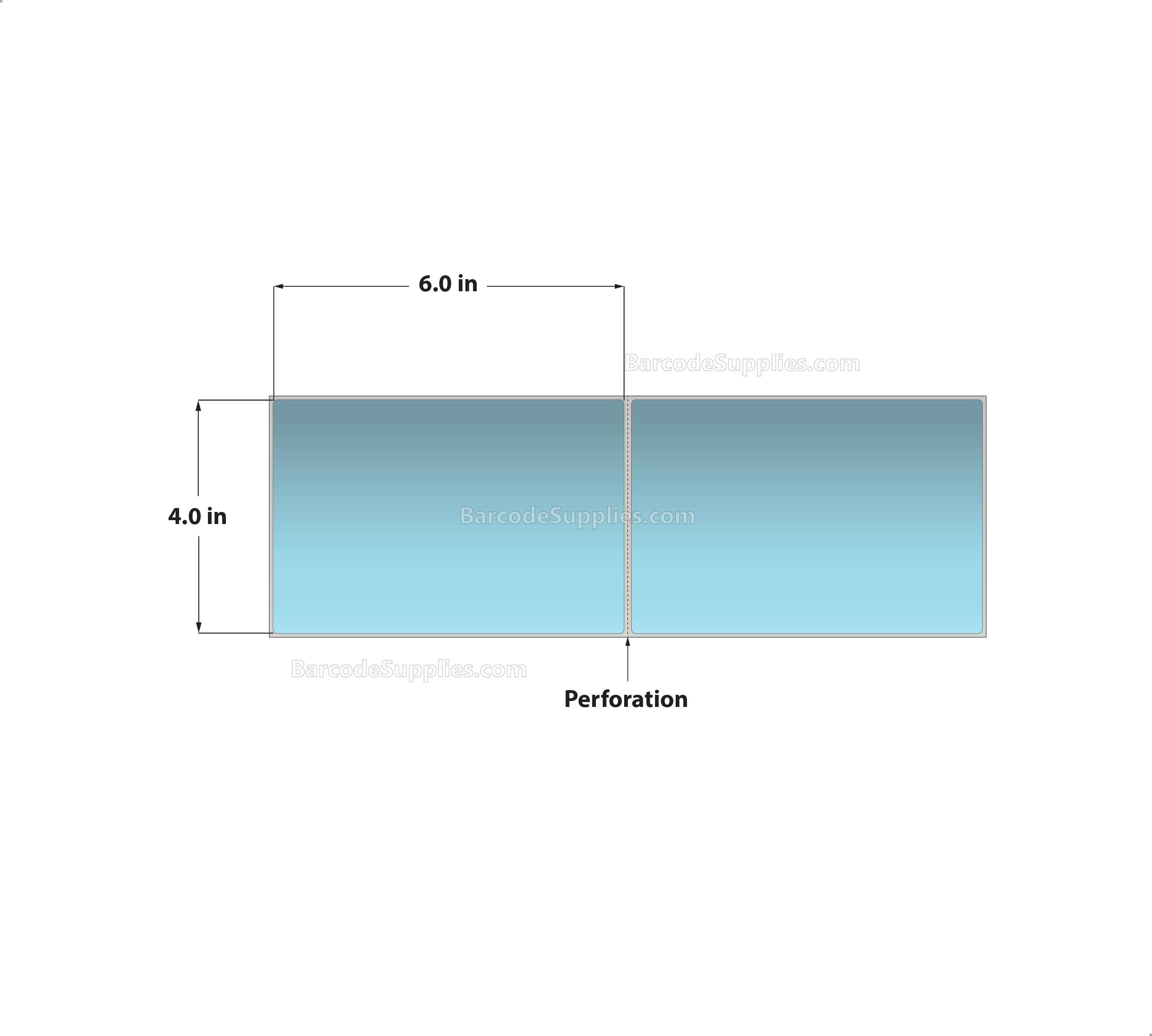 4 x 6 Thermal Transfer 2975 Blue Labels With Permanent Acrylic Adhesive - Perforated - 2000 Labels Per Stack - Carton Of 2 Stacks - 4000 Labels Total - MPN: THF46-1PBL