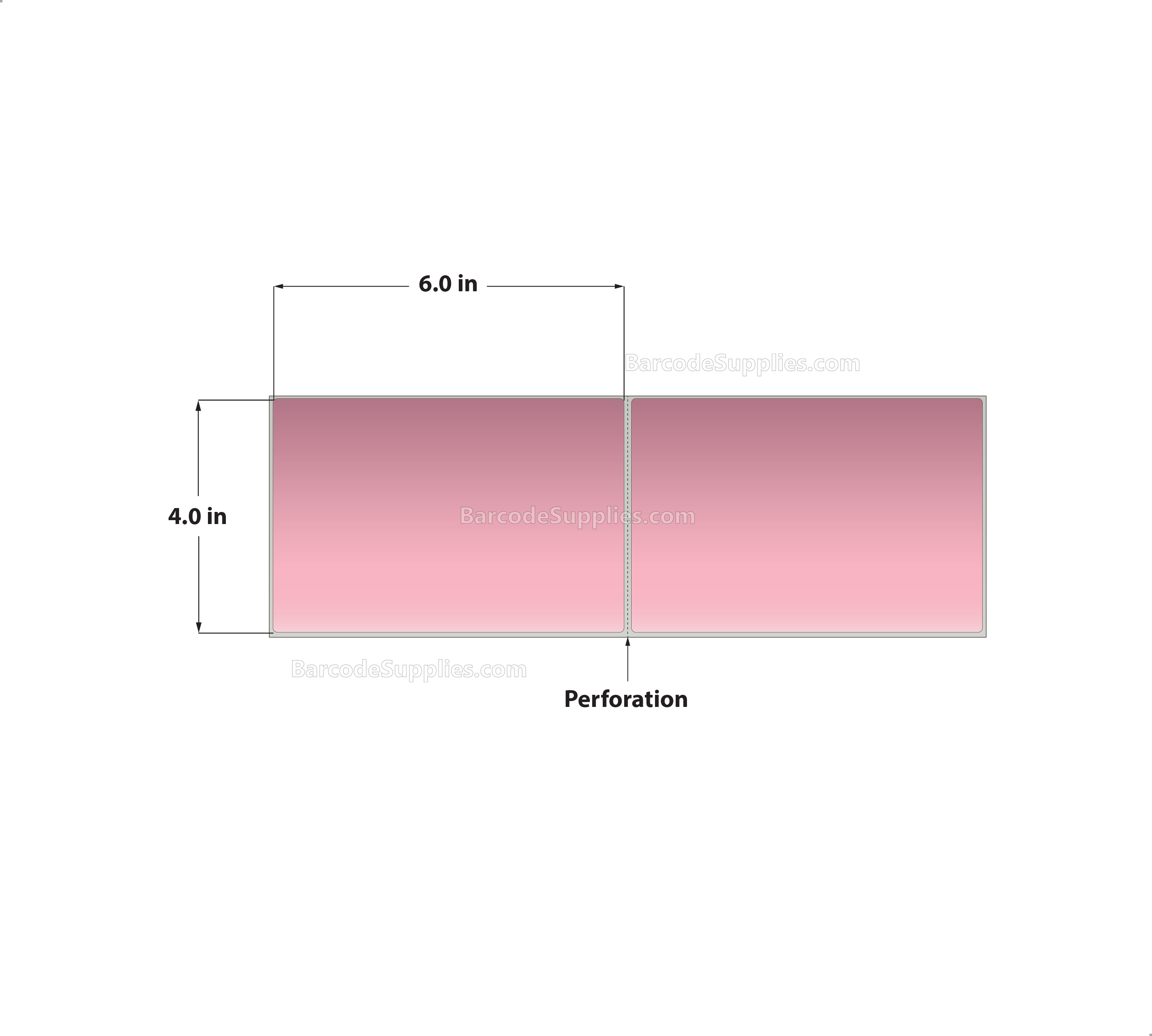 4 x 6 Thermal Transfer 196 PInk Labels With Permanent Acrylic Adhesive - Perforated - 2000 Labels Per Stack - Carton Of 2 Stacks - 4000 Labels Total - MPN: THF46-1PP