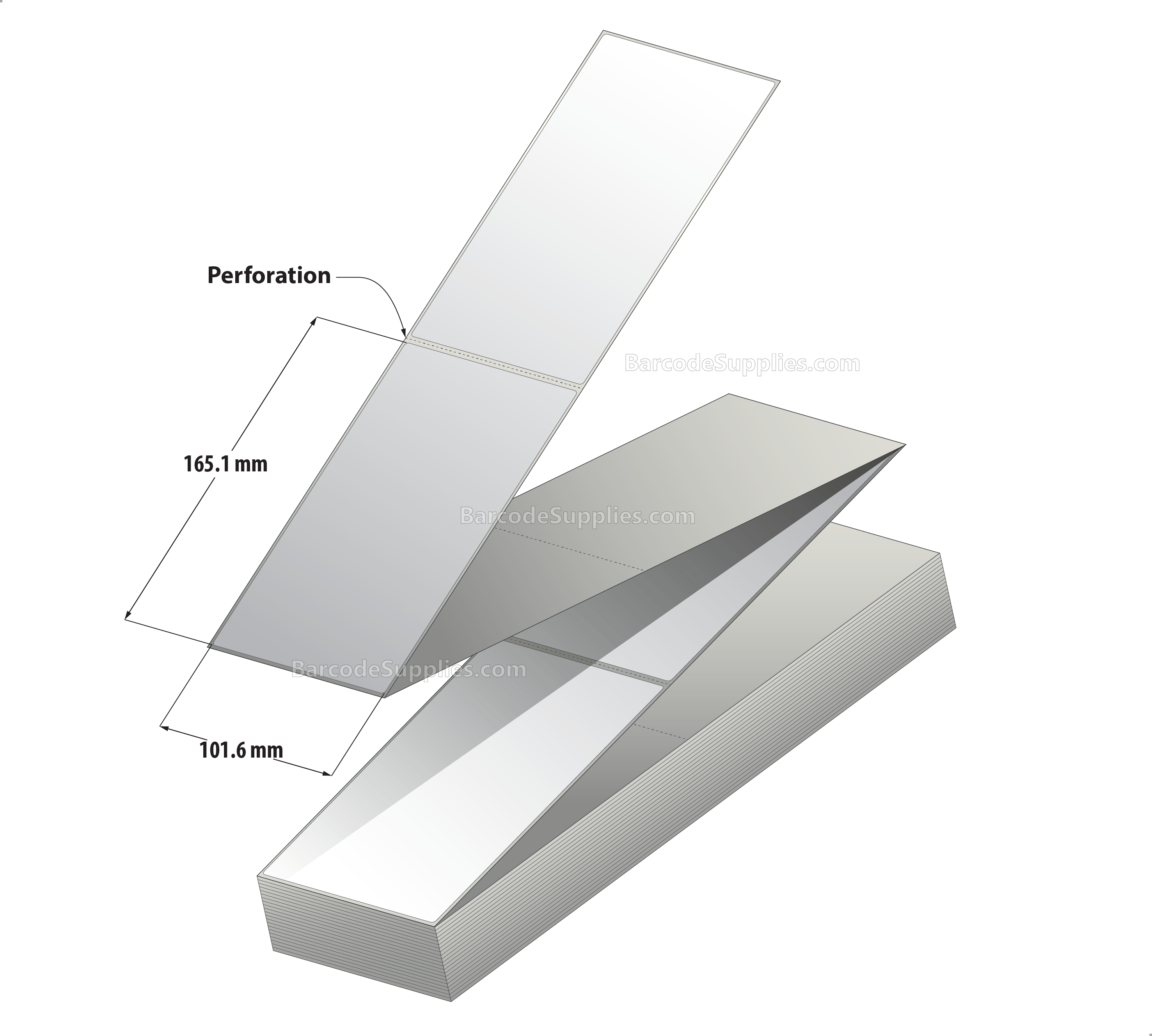 4 x 6.5 Direct Thermal White Labels With Permanent Acrylic Adhesive - Perforated - 2000 Labels Per Stack - Carton Of 2 Stacks - 4000 Labels Total - MPN: DTF465-1