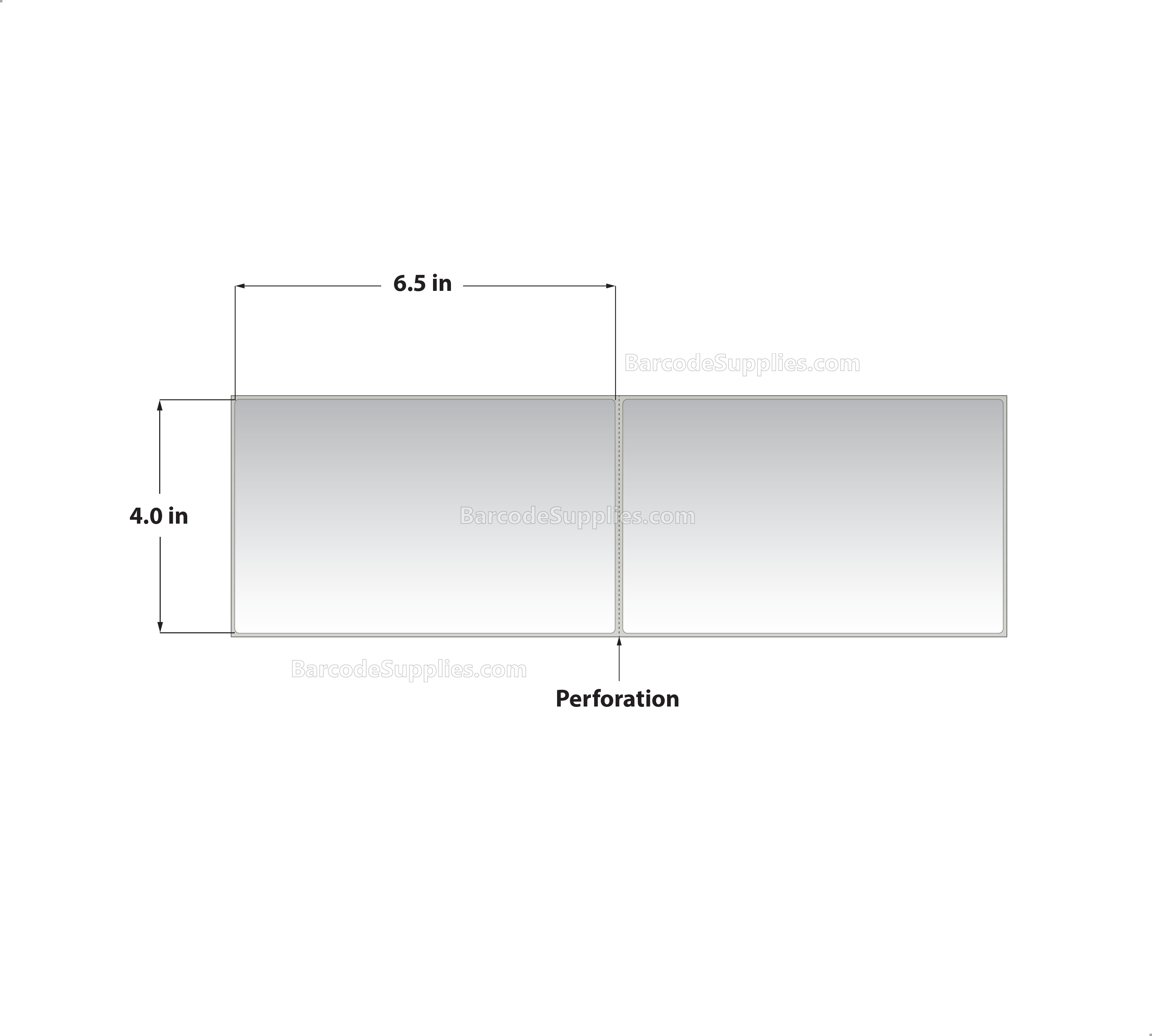 4 x 6.5 Thermal Transfer White Labels With Permanent Acrylic Adhesive - Perforated - 900 Labels Per Roll - Carton Of 4 Rolls - 3600 Labels Total - MPN: TH465-1P