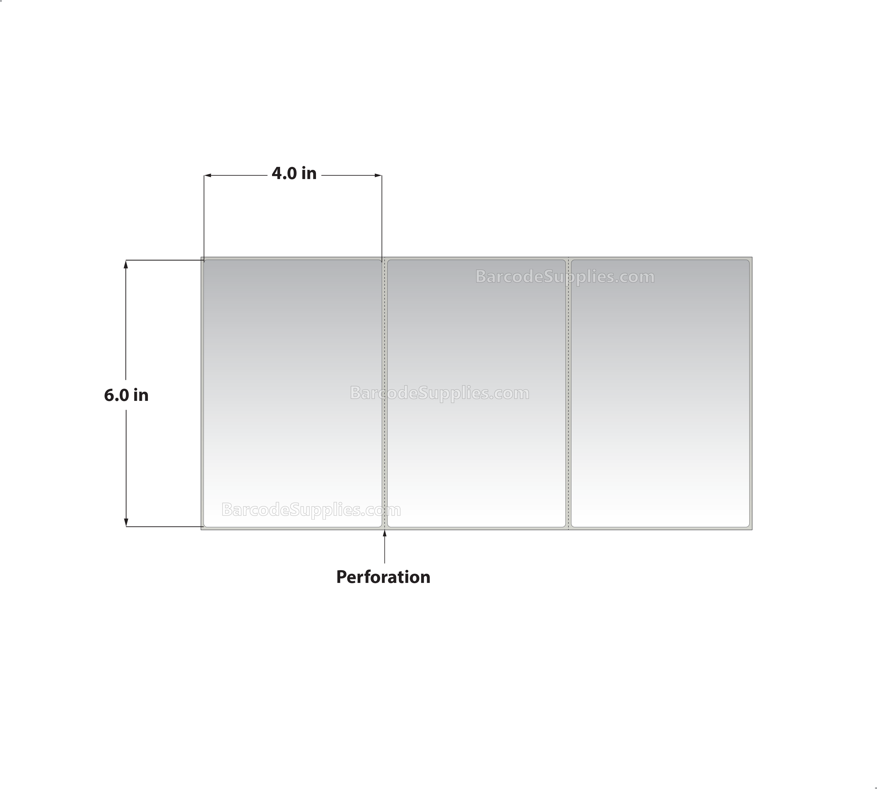 6 x 4 Thermal Transfer White Labels With Permanent Adhesive - Perforated - 1500 Labels Per Stack - Carton Of 2 Stacks - 3000 Labels Total - MPN: RT-6-4-1500-FF