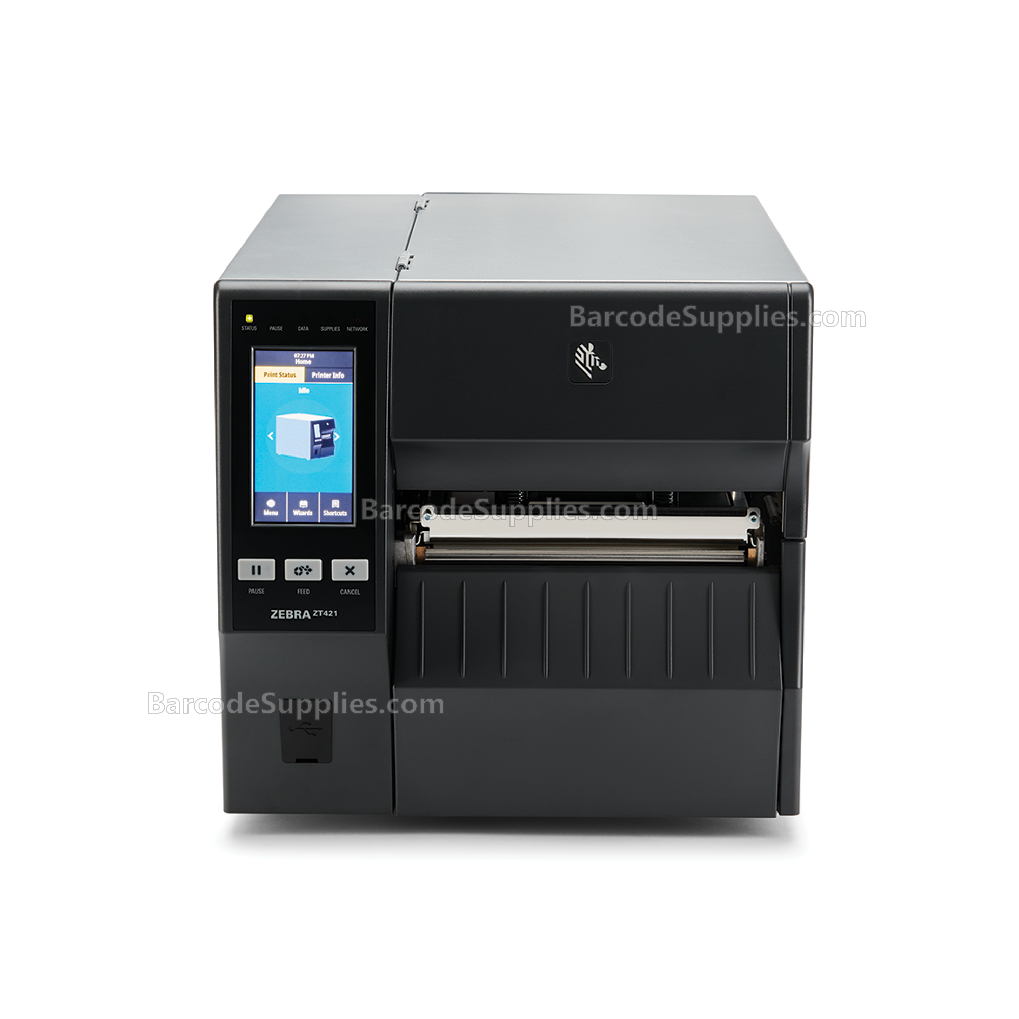 Zebra ZT421 Thermal Transfer Printer - 203 dpi, US Cord, Serial, USB, 10/100 Ethernet, Bluetooth 2.1/MFi, USB Host, EZPL TAA - MPN: ZT42162-T01000GA